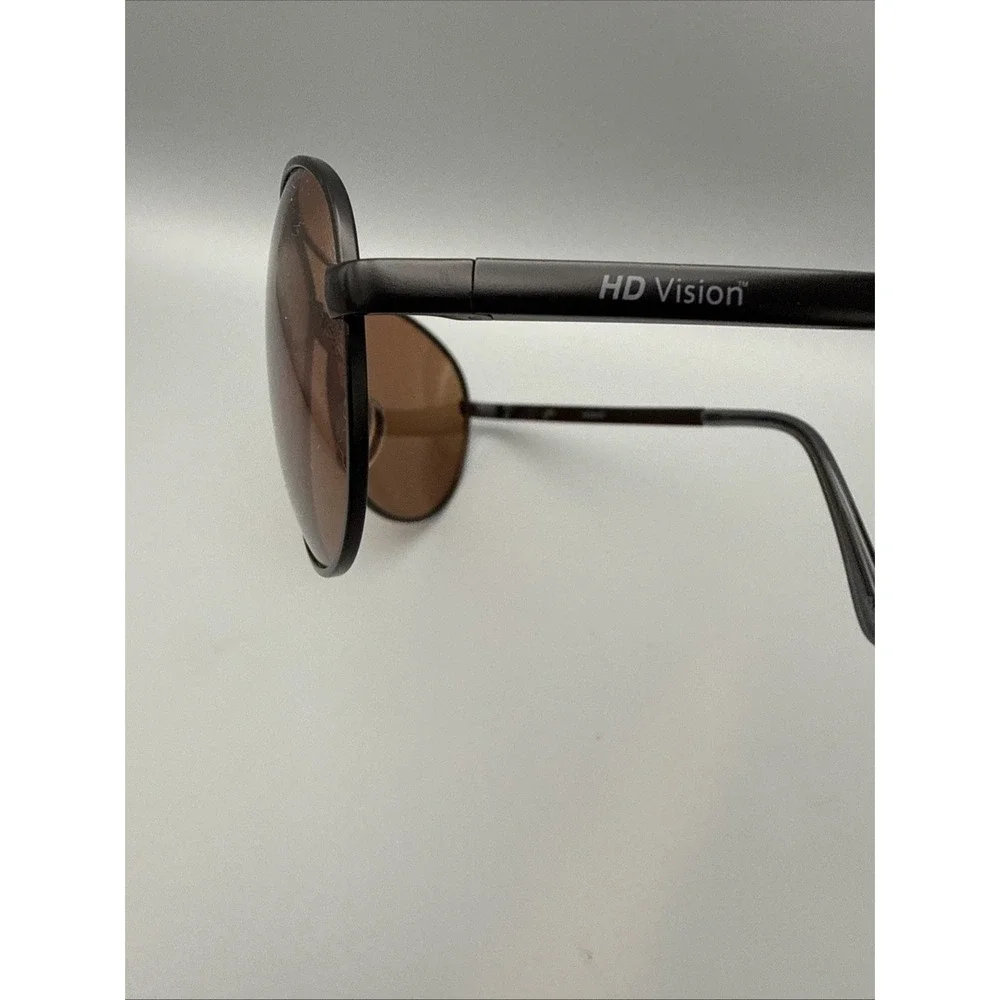 HD Vision Authentic Aviators High Definition Sunglasses Black Metal w/brown lens